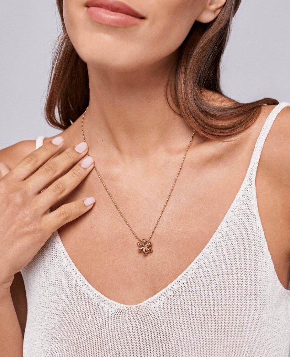 Hey Harper Gold Flower Charm Pendant Necklace Waterproof 17.72in Lobster Hey Harper Gold Flower Charm Pendant Necklace Waterproof 17.72in Lobster