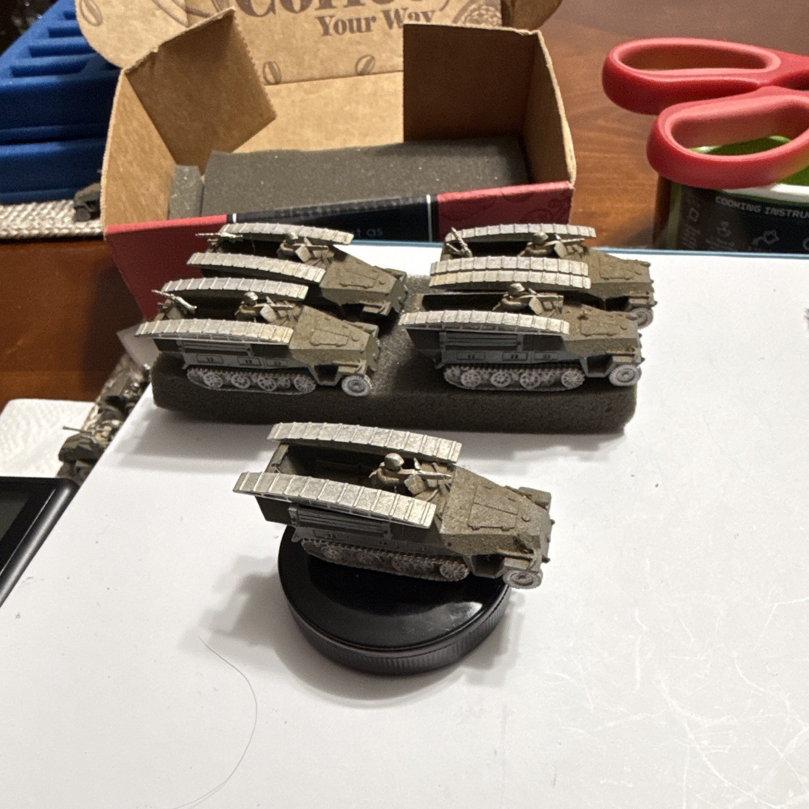 Flames of War 15mm OOP PEWTER 3-Sd.Kfz 251/7 Platoon (5 Models) - German