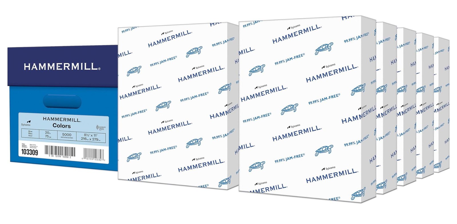 Hammermill Colored Paper, 20 lb Blue Paper, 8.5 x 11-10 Ream (5,000 Sheets)