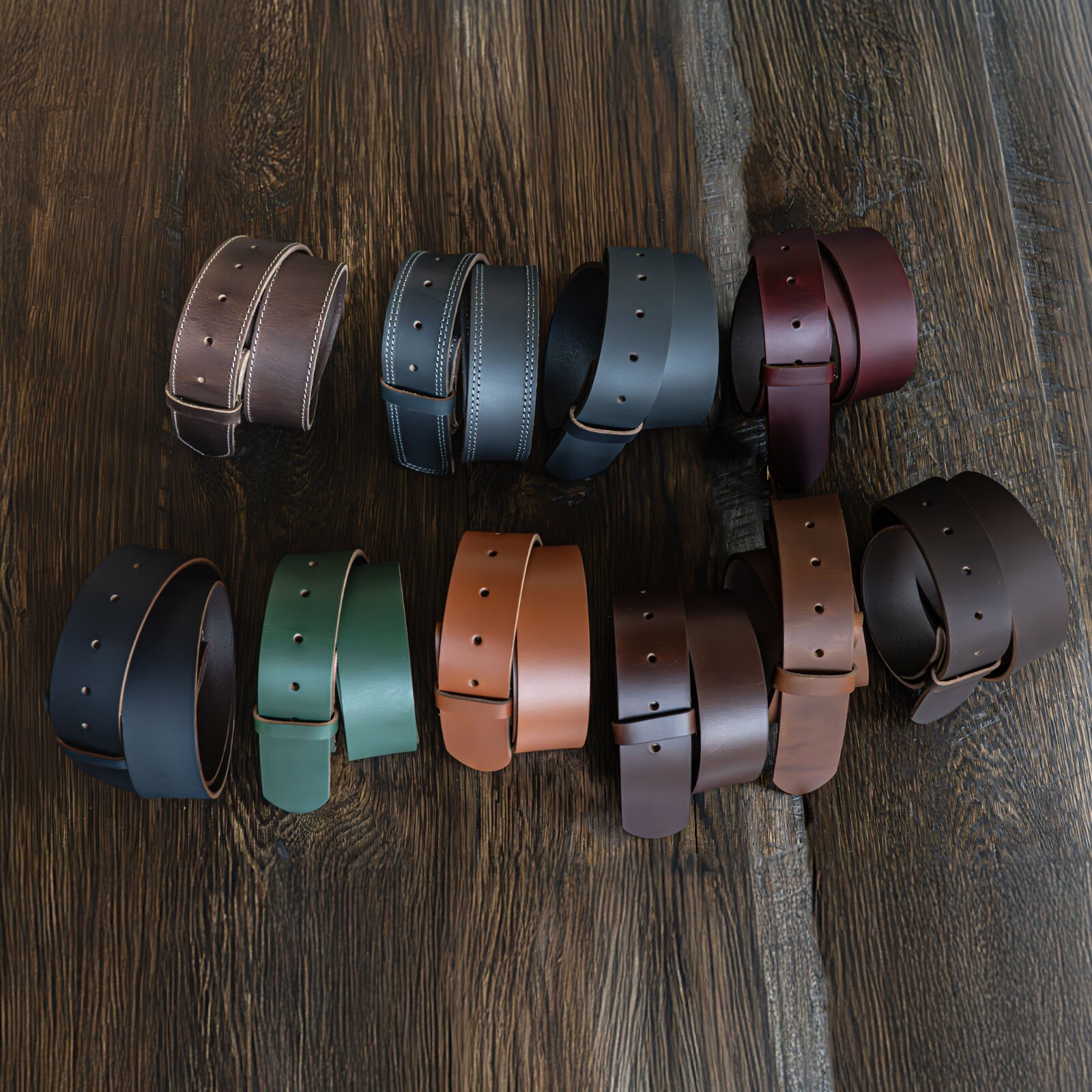 Handmade Mens Full Grain Leather Belt Strap Without Buckle 1.5