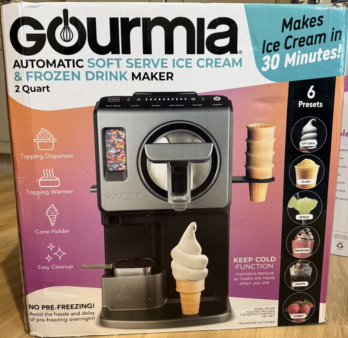 Gourmia 2Qt Automatic Soft Serve Ice Cream & Frozen Drink Maker 