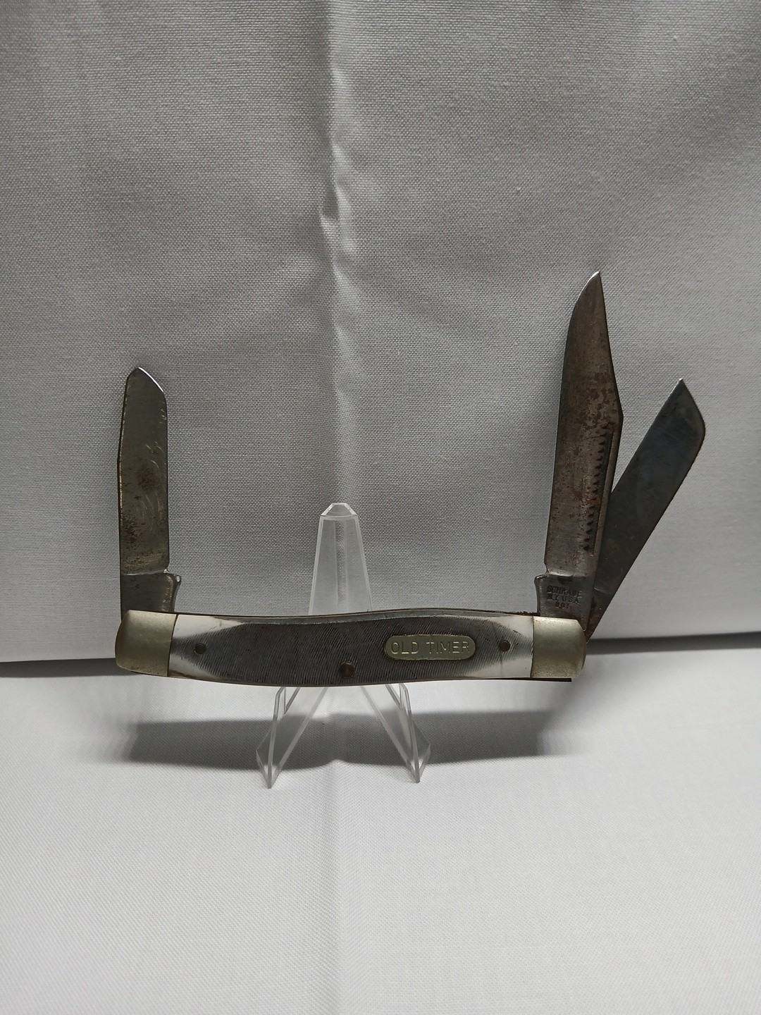 Schrade Old Timer NY USA 80T Folding Pocket Knife 3 Blade, Vintage Old Used
