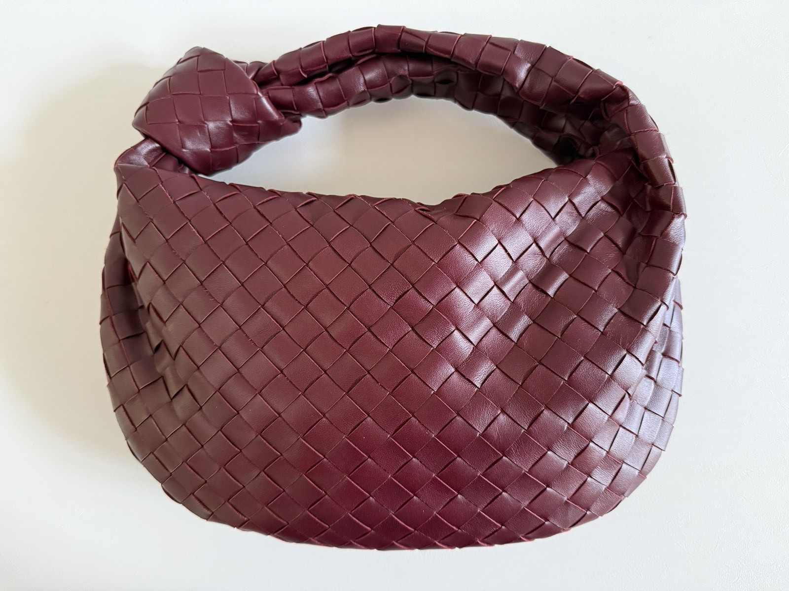 BOTTEGA VENETA Teen Jodie Intrecciato Leather Hobo Bag Handbag, Barolo/Gold