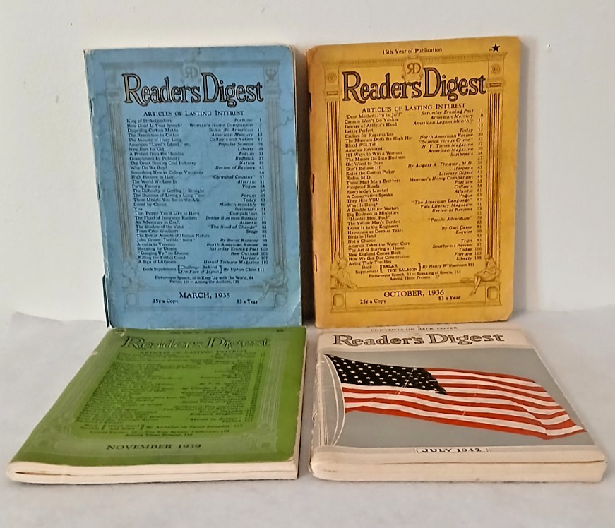 Vintage READER'S DIGEST Magazine -March 1935, Oct. 1936, Nov. 1939, July 1942