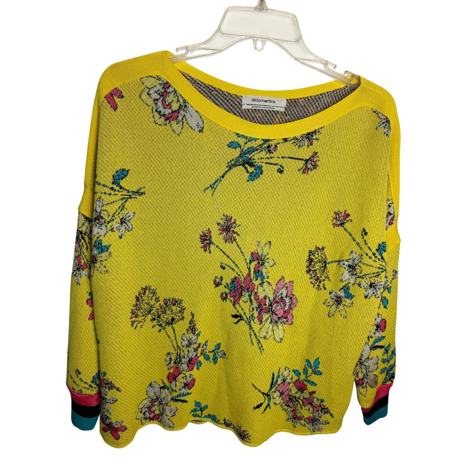 Anthropologie Aldo Martins Yellow Floral Sweater Women’s Small Made in Spain