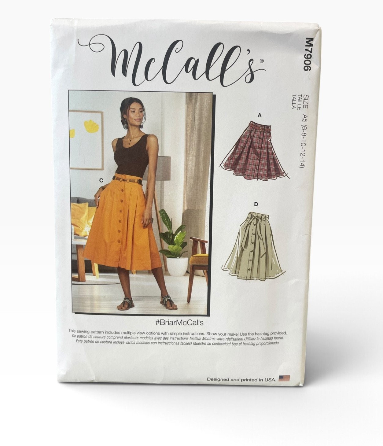 McCall\'s M7906 Misses Skirts AS (6-14) A-Line Button Front Belted Uncut FF
