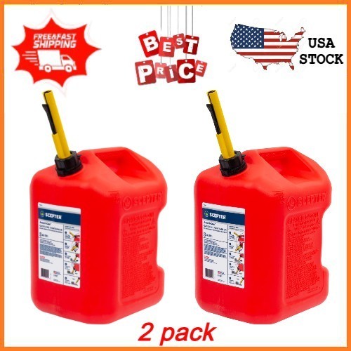 2Pk Scepter Ameri-Can 5 Gallon Gas Can w/ Dual Handles and Easy Flo Spill-Proof 2Pk Scepter Ameri-Can 5 Gallon Gas Can w/ Dual Handles and Easy Flo Spill-Proof