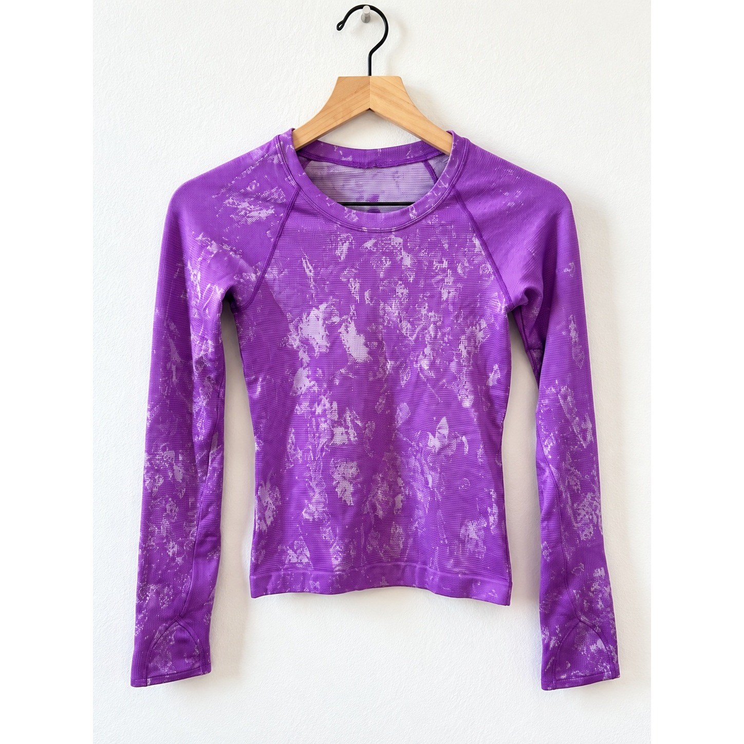 Lululemon Swiftly Tech Long Sleeve 2.0 Purple Marble Acid Wash Shirt Size 2