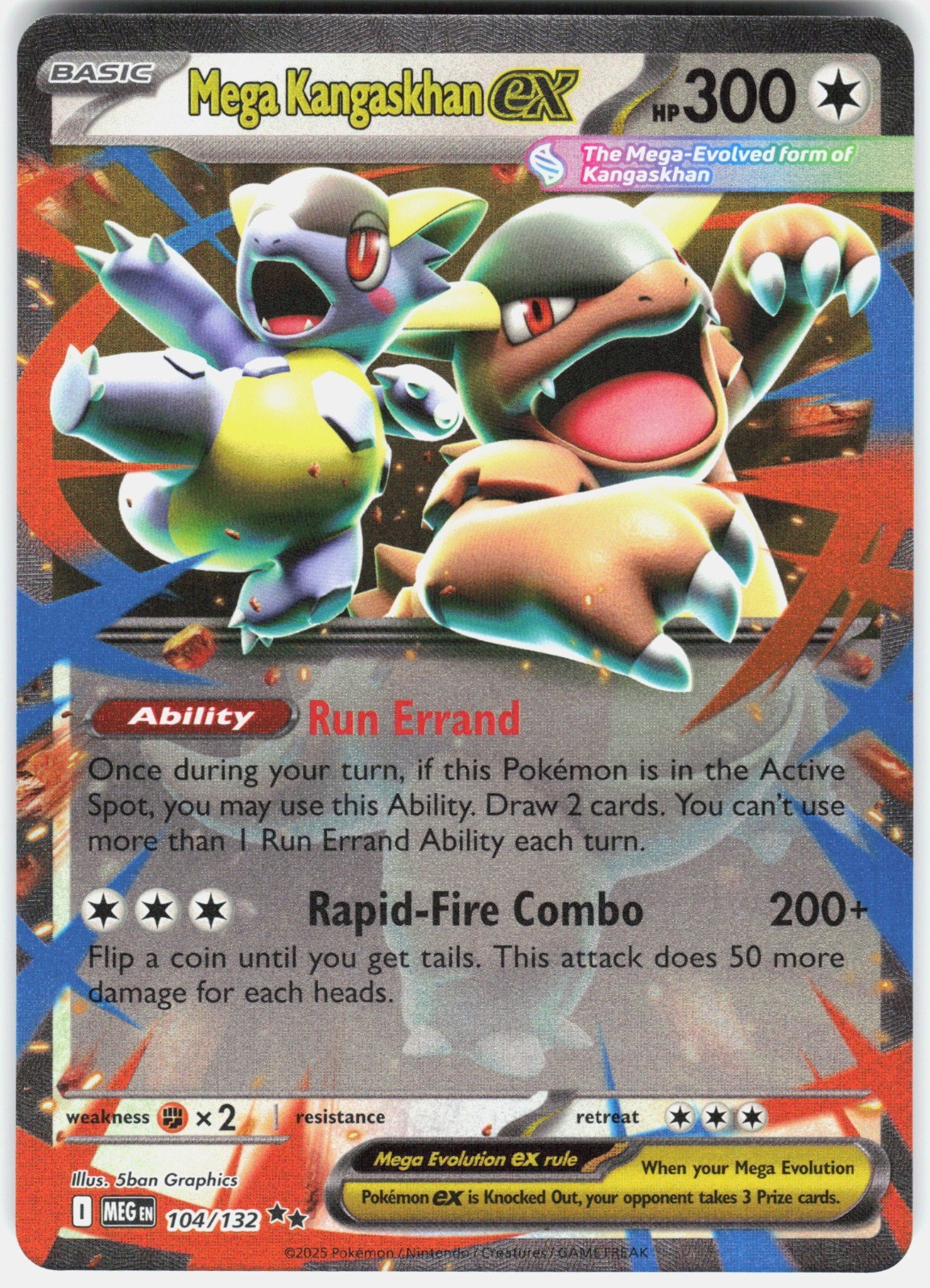 Mega Kangaskhan ex Holo Double Rare ME01: Mega Evolution 104/132 NM Mega Kangaskhan ex Holo Double Rare ME01: Mega Evolution 104/132 NM