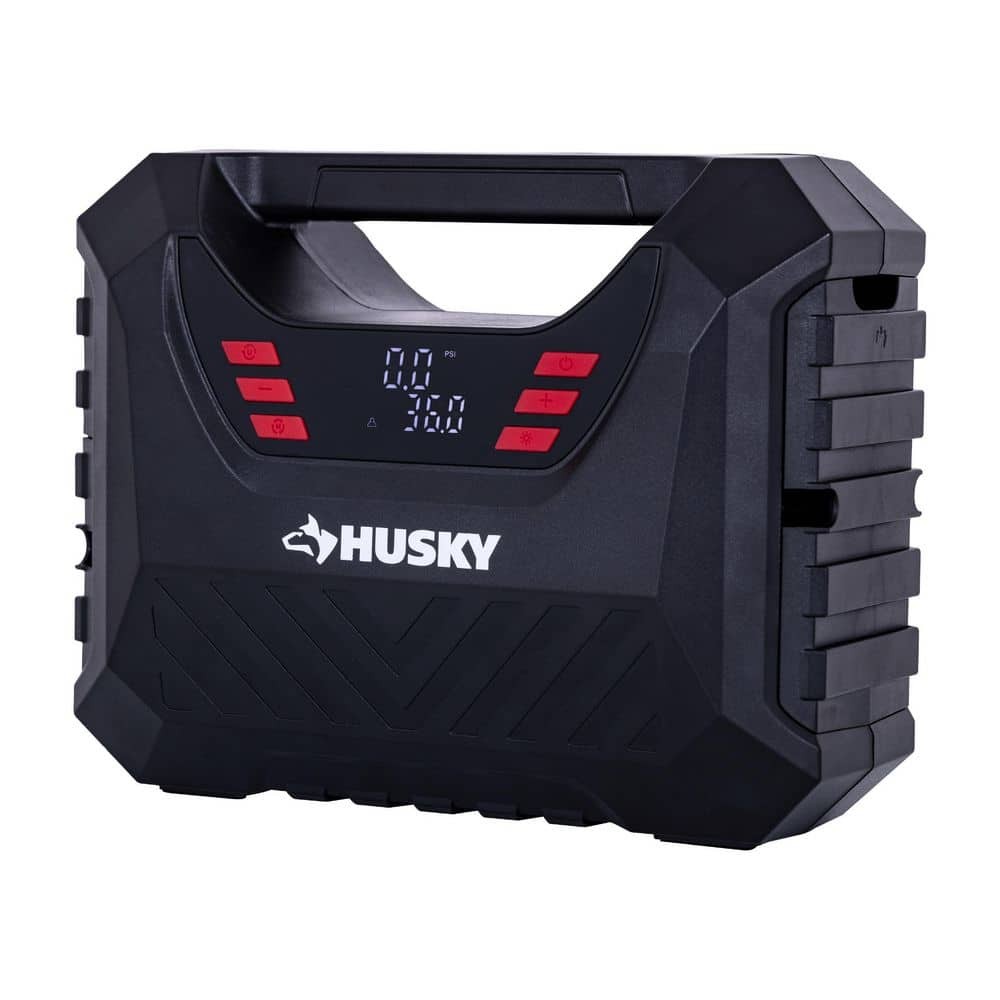 Husky 12V/120V Portable Quick Flow Air Compressor w/ Digital Pressure Gauge Husky 12V/120V Portable Quick Flow Air Compressor w/ Digital Pressure Gauge