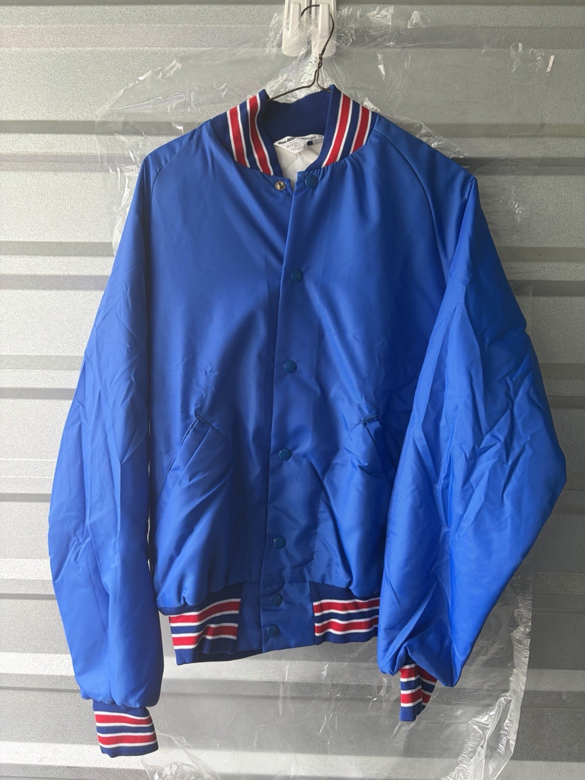 VTG NWOT Don Alleson Athletic Striped Jacket Mens Varsity Snap Front DEADSTOCK
