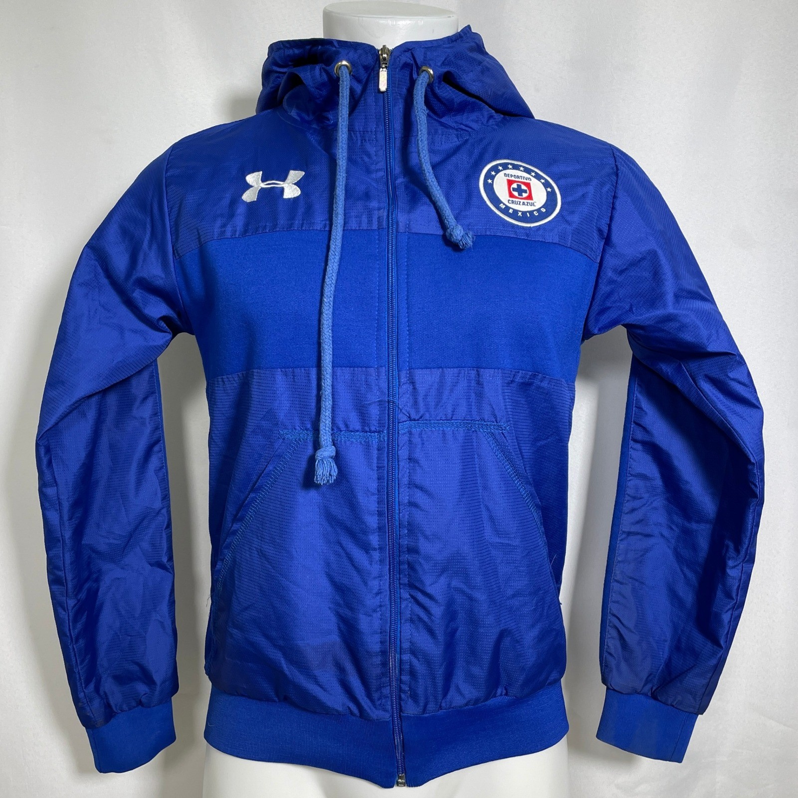 Cruz Azul Mexico Under Armour Blue Full Zip Hooded Windbreaker Men's SMALL