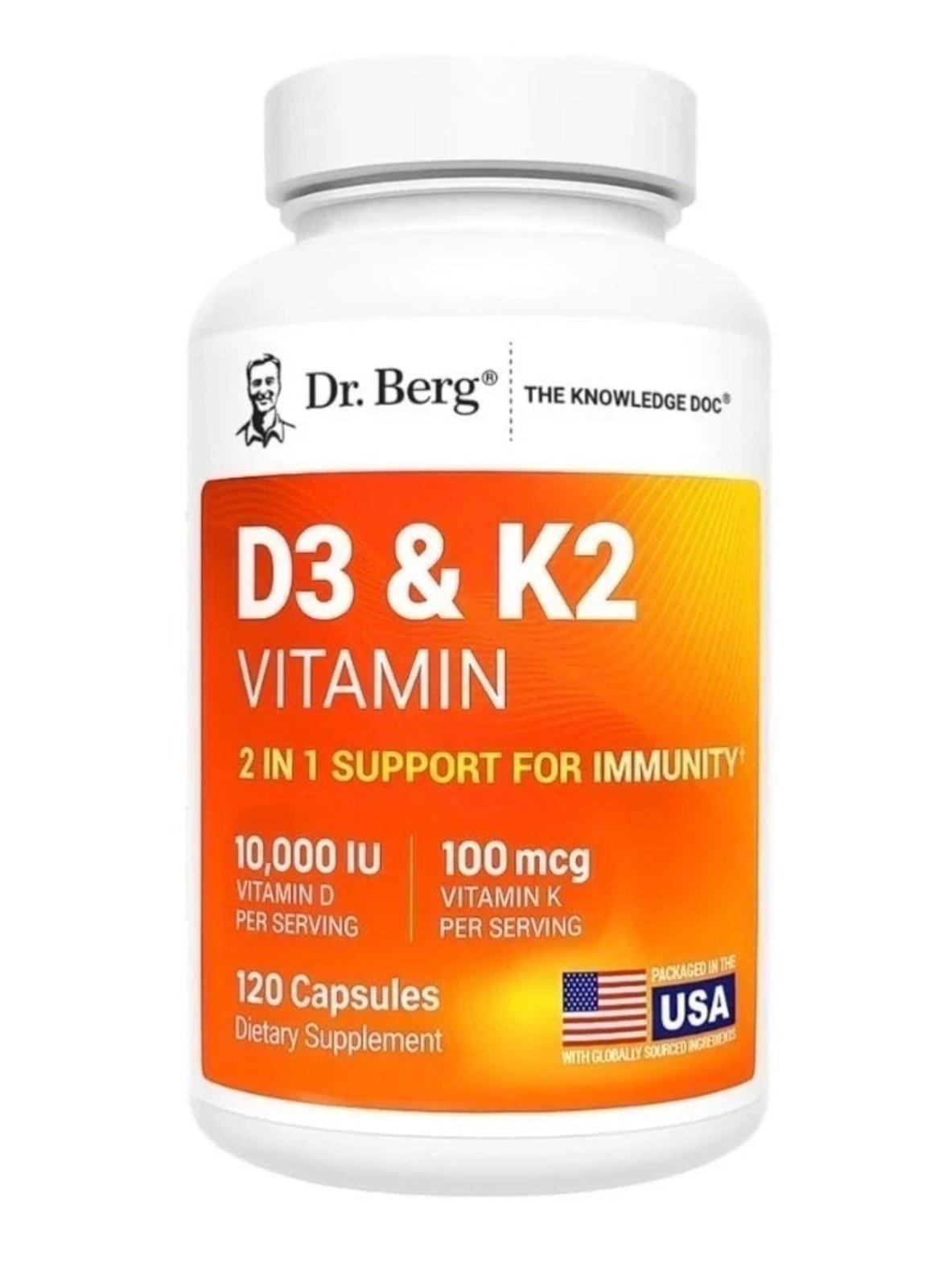 Dr. Berg’s Nutritionals 100mg Vitamin D3 & K2 Supplement - 120 Capsules