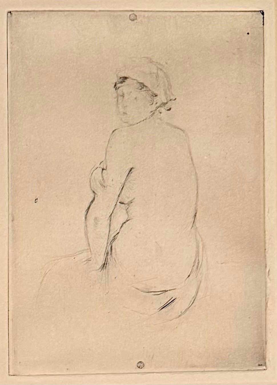 BERTHE MORISOT etching 1889 Femme Nue de Dos  Impressionist