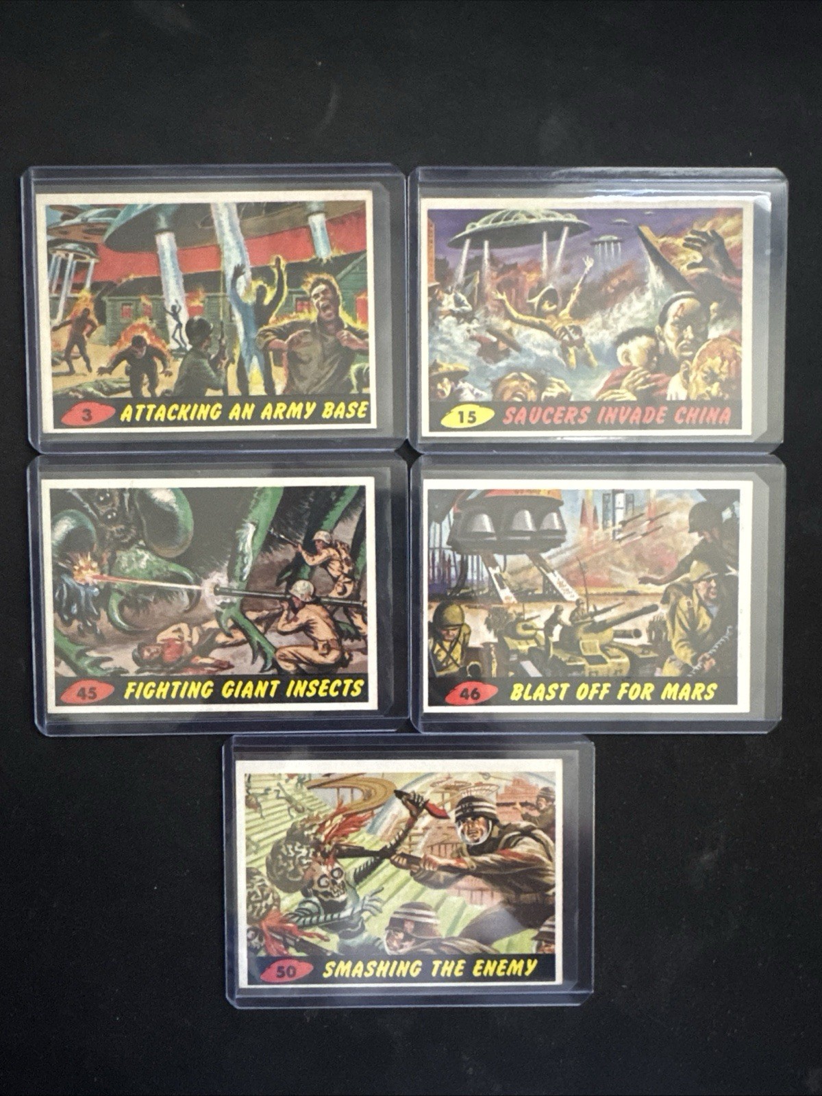 1962 Topps Mars Attacks LOT OF 5 NM CARDS (#3/15/45/46/50)