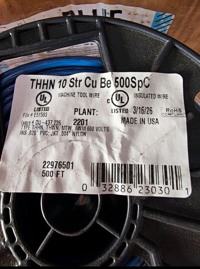 Southwire 10 AWG Stranded THHN Copper Wire Blue 500 ft Spool 600V