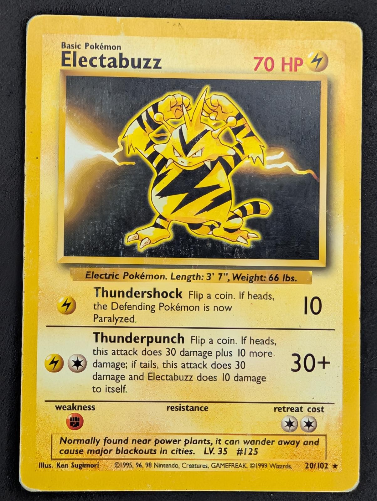 Electabuzz 20/102 R Base Set Unlimited Pokemon HP Electabuzz 20/102 R Base Set Unlimited Pokemon HP