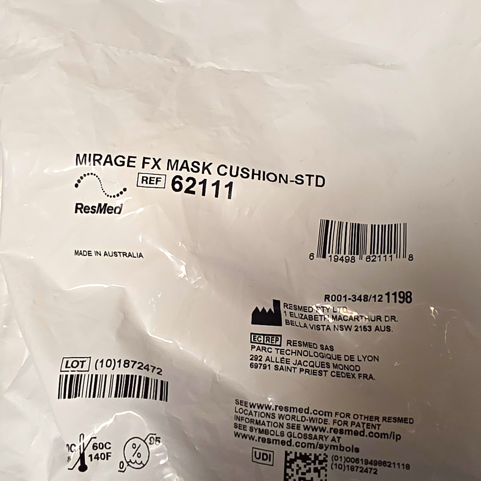 4 standard sz ResMed Mirage FX CPAP Cushion Replacement,  62111, 3 new,  1 Open