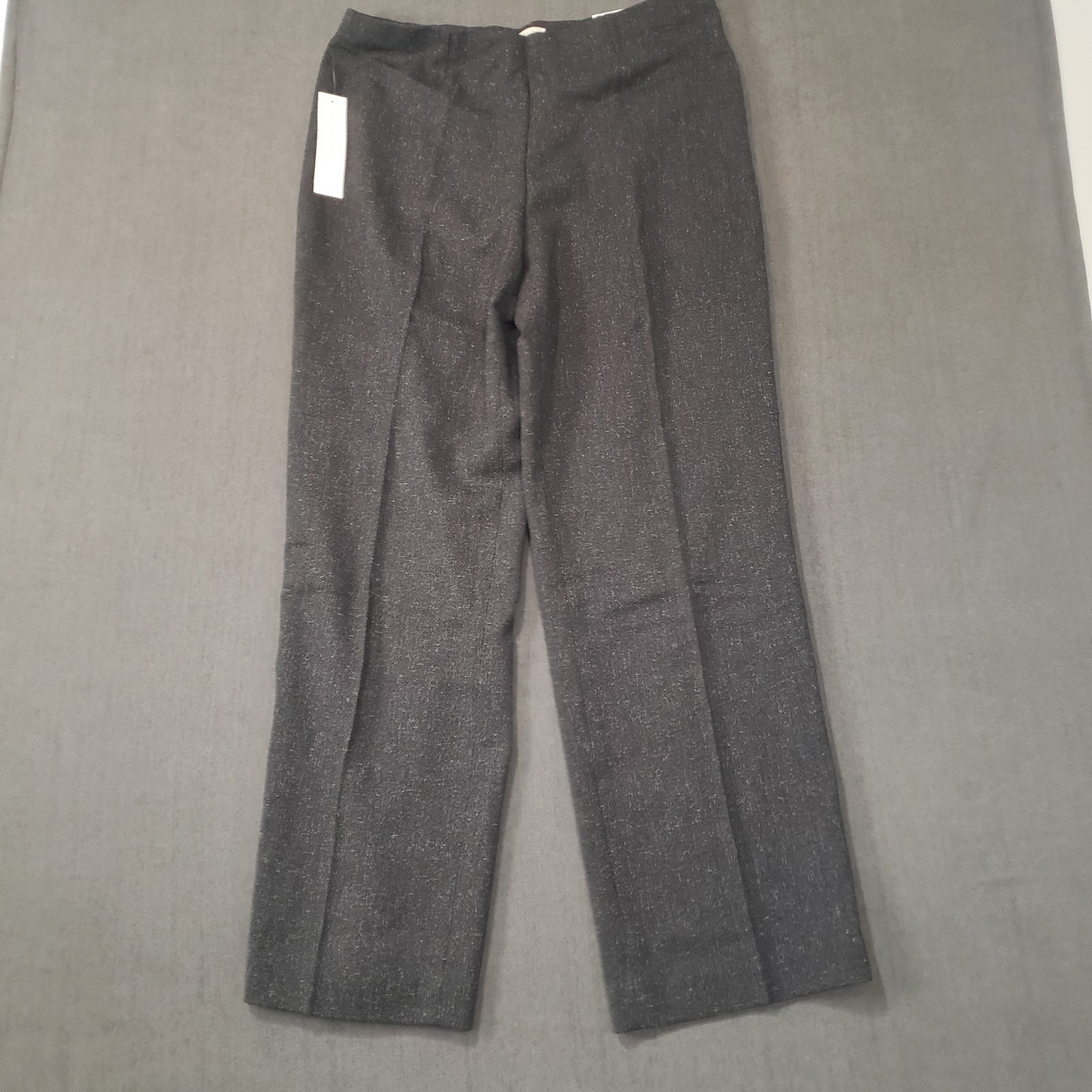 Cold Water Creek Classic Holly Tweed Pant Womens 14 Side Zip Gray NWT