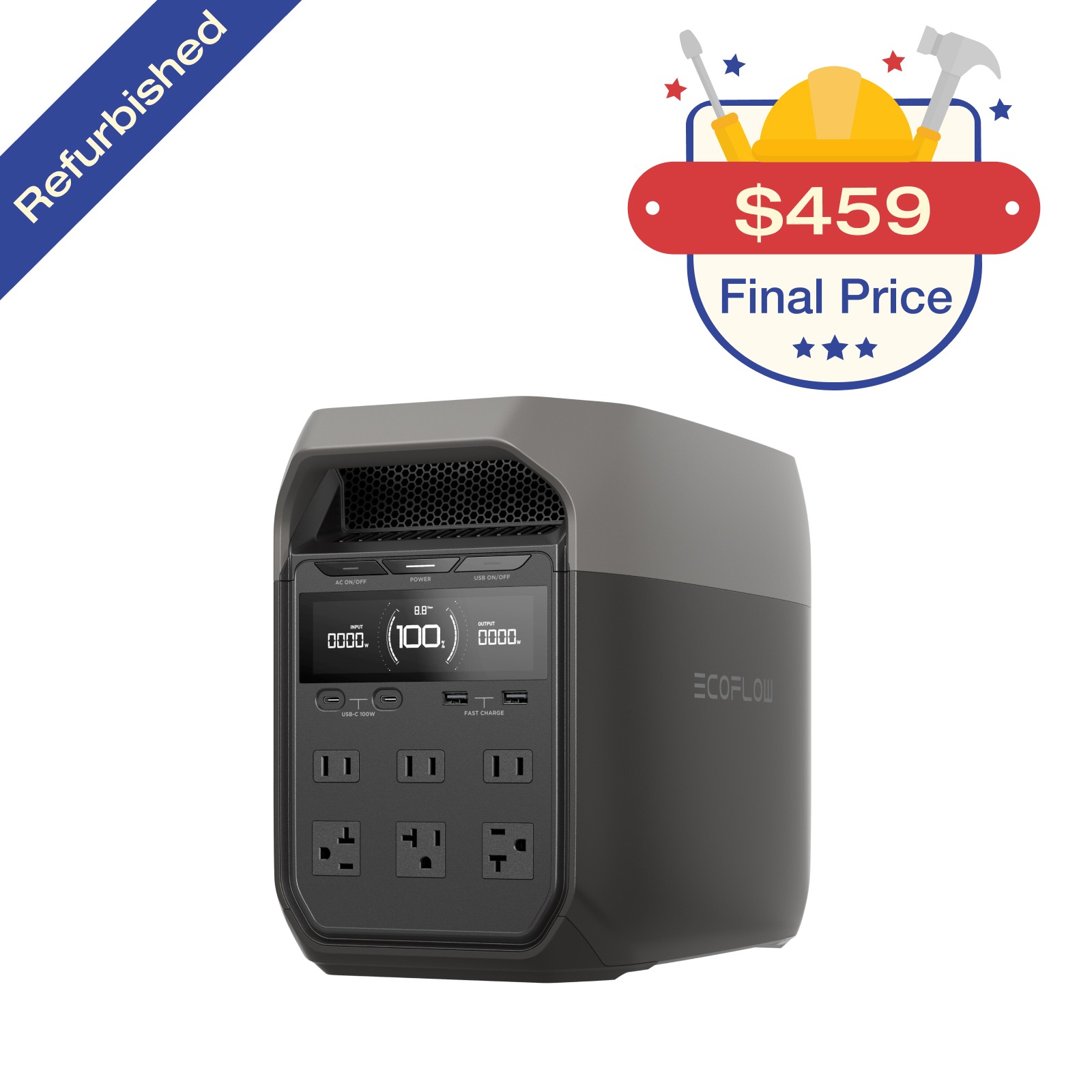 EcoFlow DELTA 3 1024Wh 1800W Portable Power Station LiFePO4 Battery Refurbished EcoFlow DELTA 3 1024Wh 1800W Portable Power Station LiFePO4 Battery Refurbished