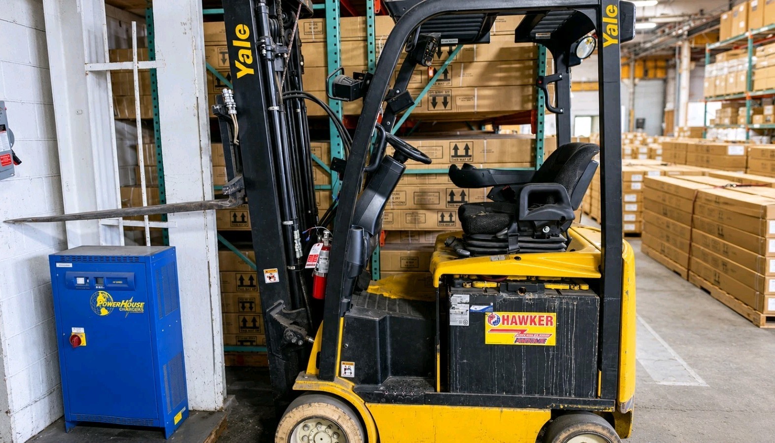 Yale ERC036VF 48V Electric Forklift 3,000 LB Capacity w/ Charger - Needs Repair.