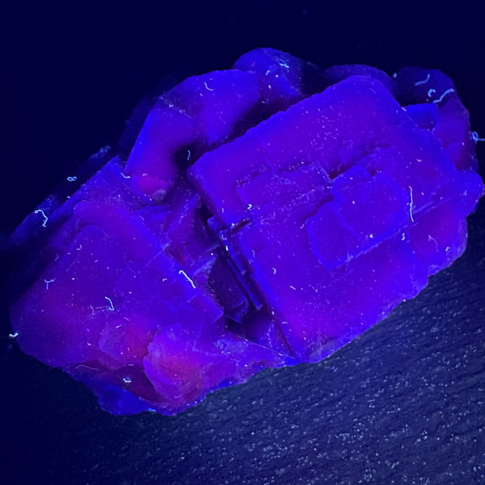 Natural Cubic Phantom Fluorite Cluster Fluorescent Red Raw Mineral Specimen