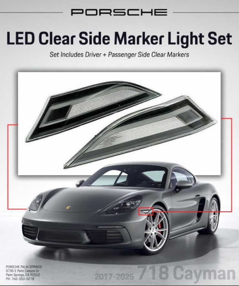 2017-2025 Porsche 718 Cayman LED Clear Side Marker Light Set 99163125506/ 607