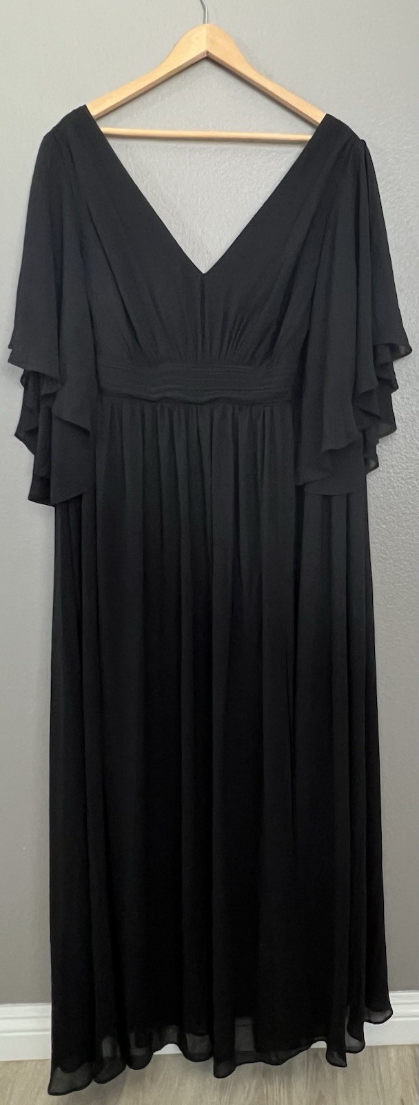 NWT Ever-Pretty 5X Chiffon A-Line Formal Maxi Dress V-Neck Half Sleeves Slit