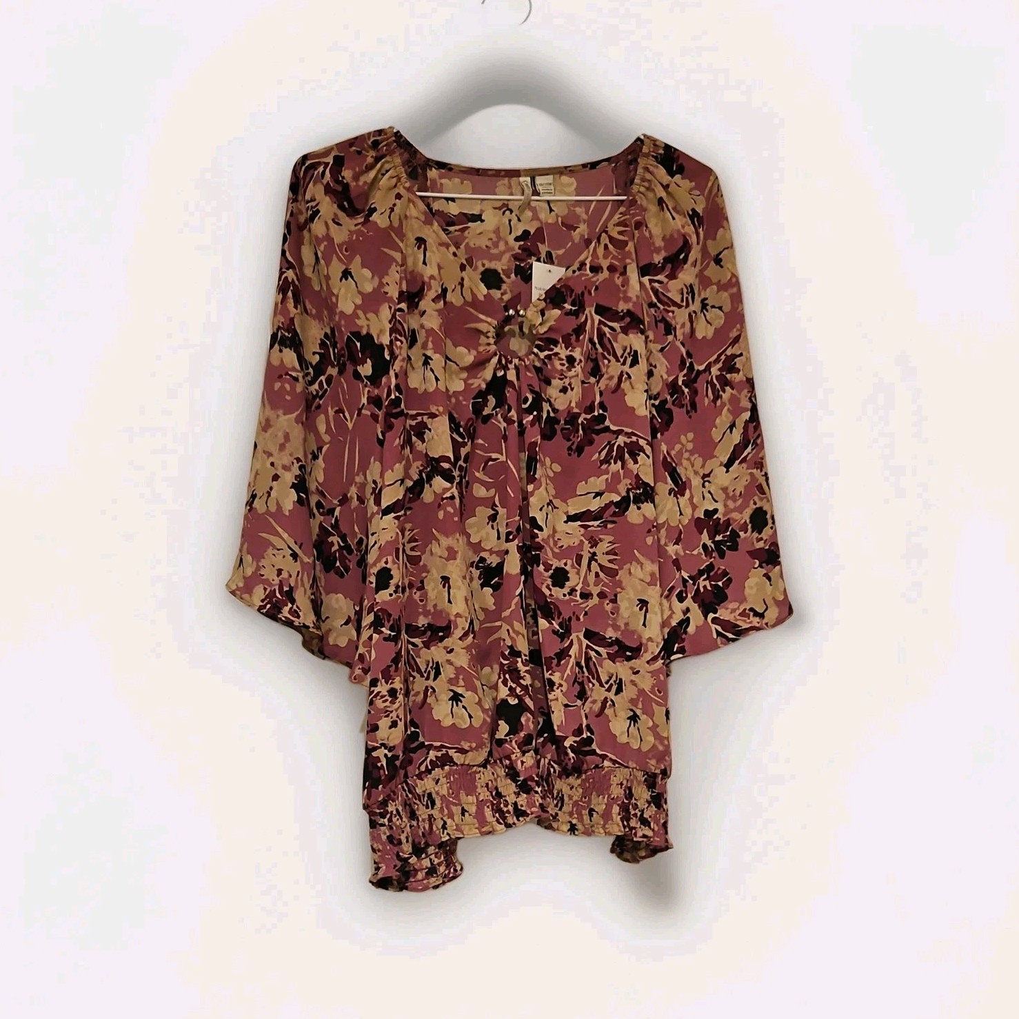 Cato Floral Pullover Blouse Purple Black Beige Plus 18/20W Women