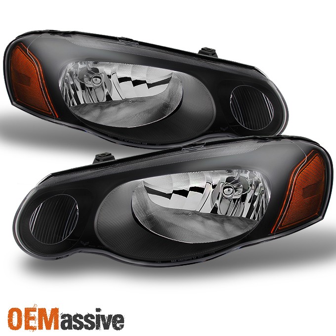 Fit 04-06 Chrysler Sebring Convertible & Sedan Black Replacement Headlights Pair