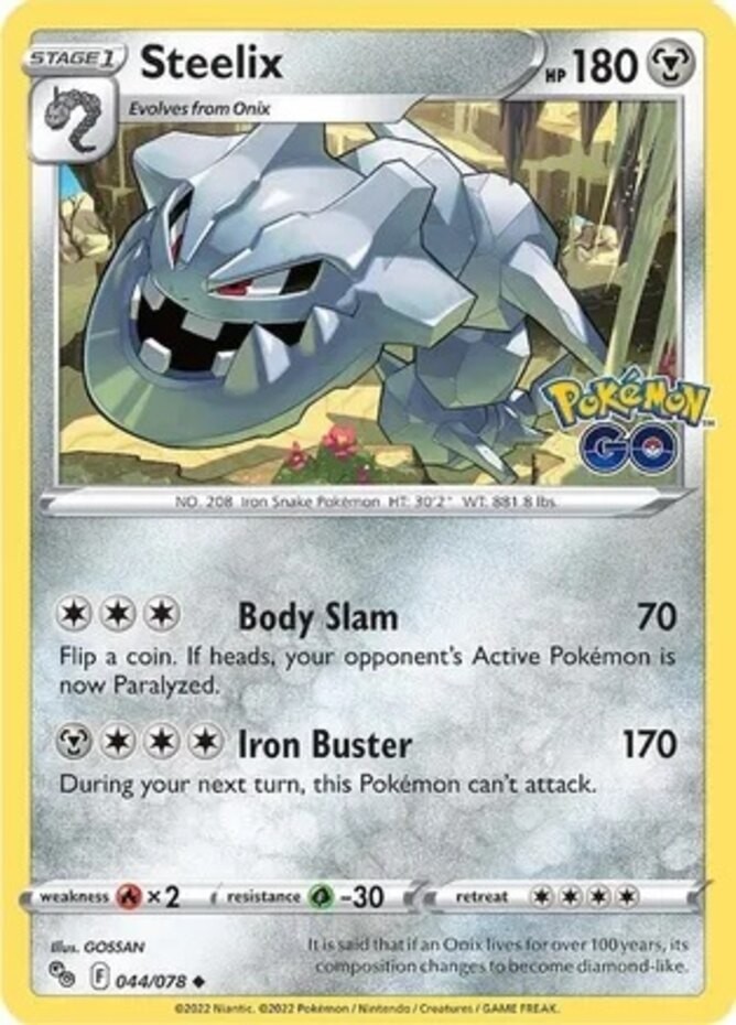 Steelix - 044/078 - Uncommon (Near Mint) Pokemon Go - Metal Pokémon
