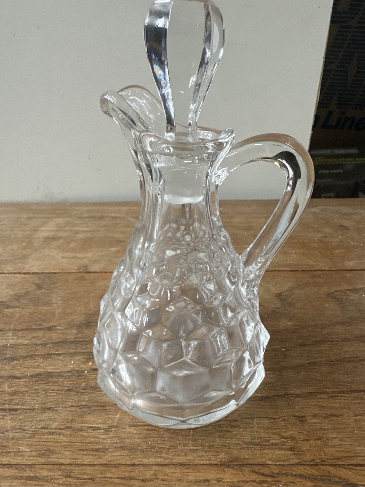Vintage Fostoria American Glass Oil Or Vinegar Cruet With Stopper Vintage Fostoria American Glass Oil Or Vinegar Cruet With Stopper