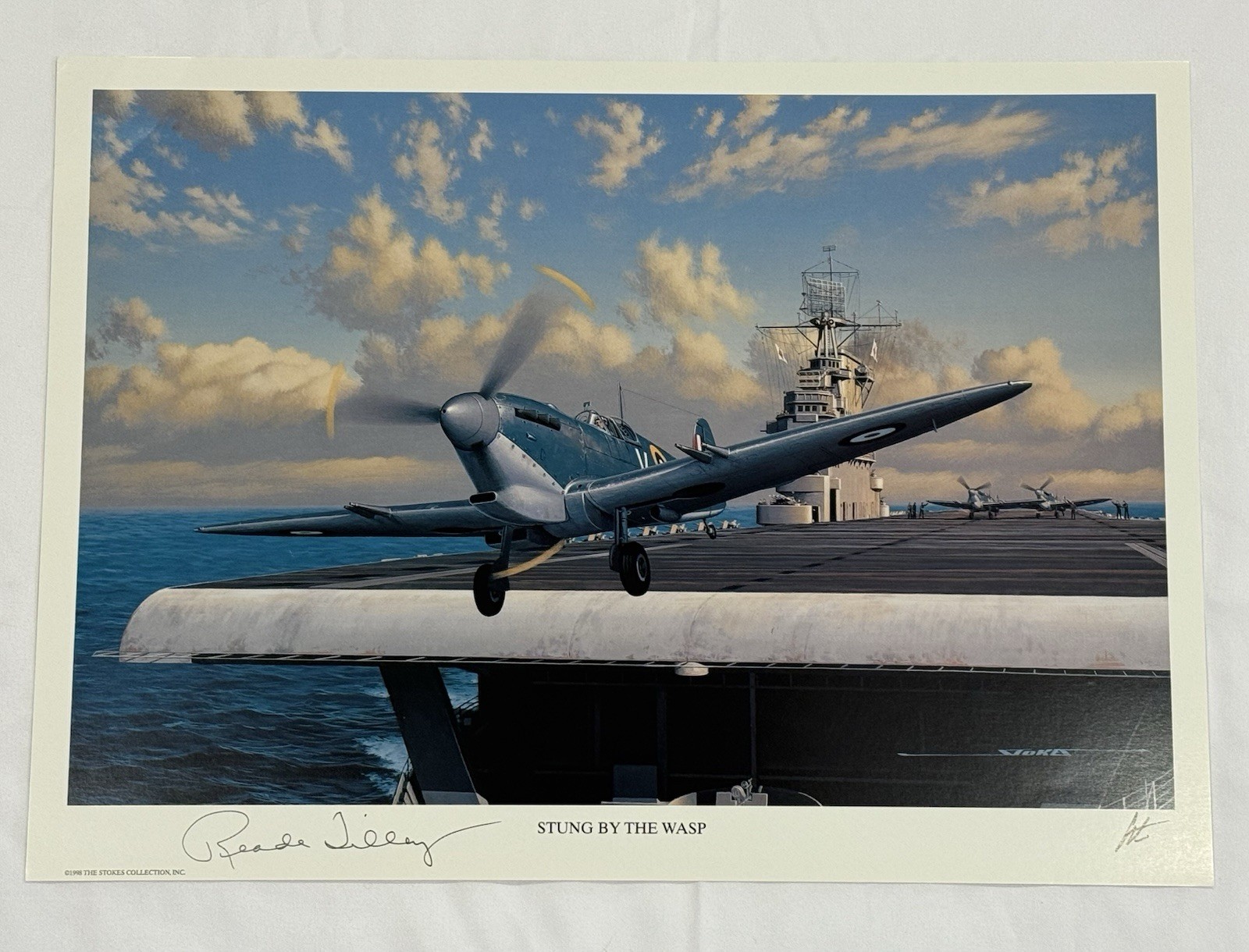 Col. Reade Tilley Signed Stand Stoke Print “Stung By A Wasp” WWII Ace AIV COA Col. Reade Tilley Signed Stand Stoke Print “Stung By A Wasp” WWII Ace AIV COA