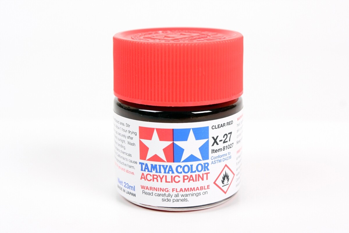 Tamiya 81027 X-27 Clear Red Acrylic Paint 23ml Large Bottle - US