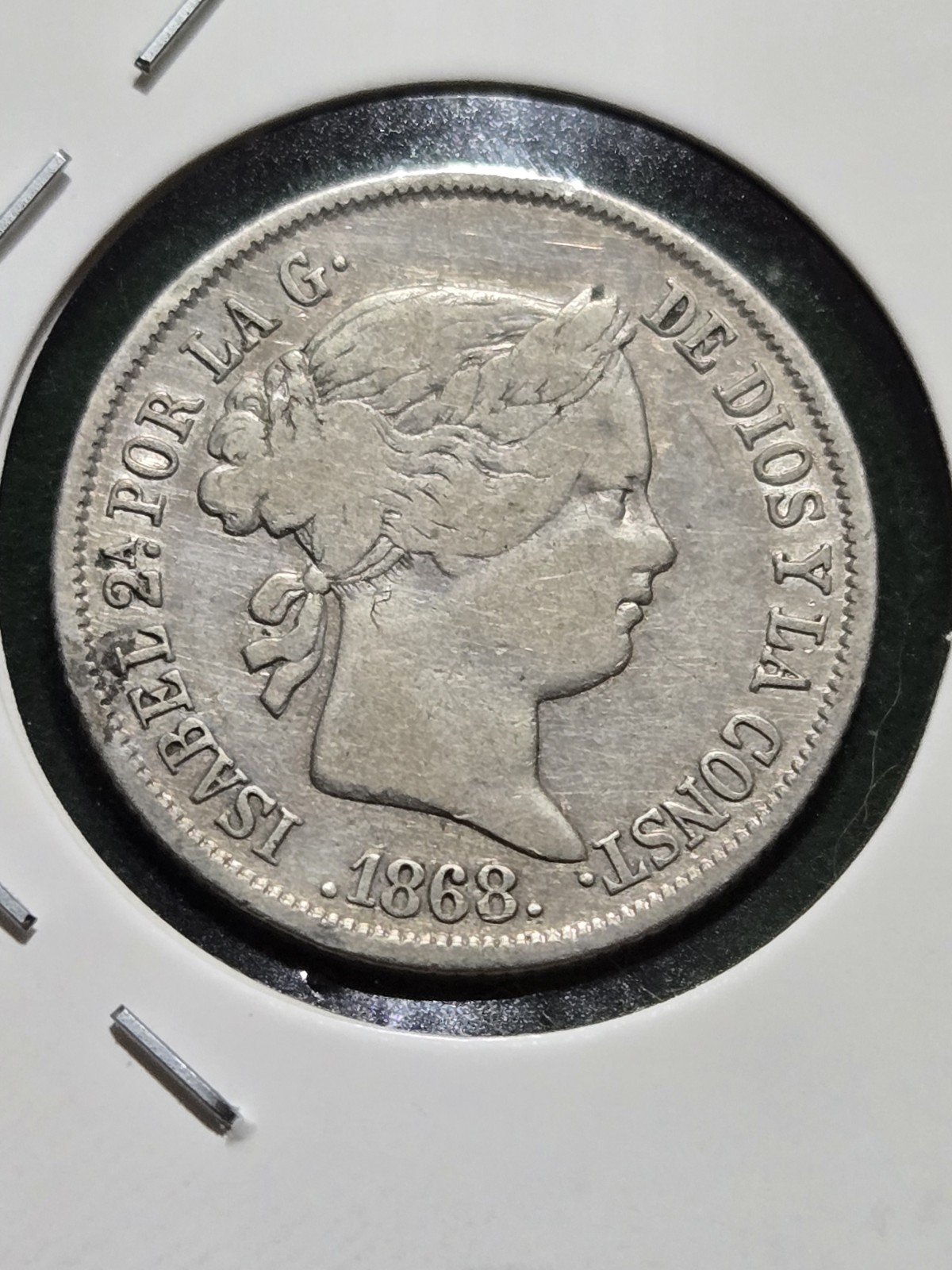 1868 Spain 40 Centimos - Queen Isabel II (.900 Silver) KM-628.2 1868 Spain 40 Centimos - Queen Isabel II (.900 Silver) KM-628.2