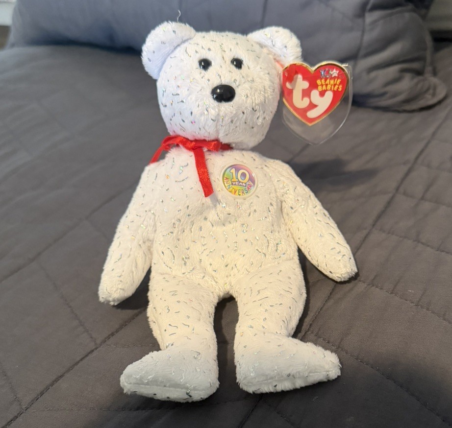 TY Beanie Baby DECADE the Bear (White Version) Vintage Ty Beanie Stuffed Toy TY Beanie Baby DECADE the Bear (White Version) Vintage Ty Beanie Stuffed Toy
