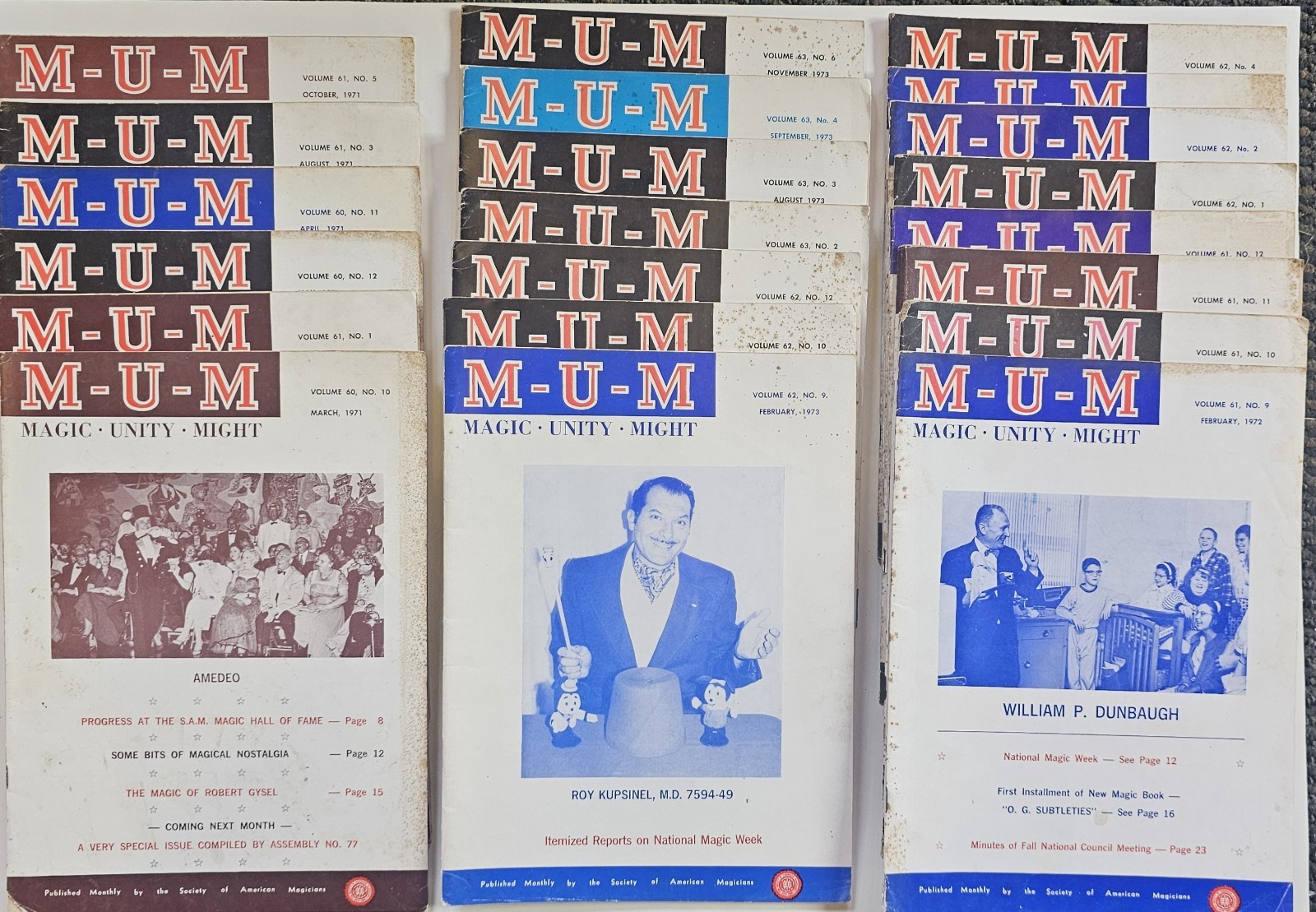 Lot Of 21 Vintage MUM Magic Magazines Early 1970s 🎩🪄 Good Condition 1971-73