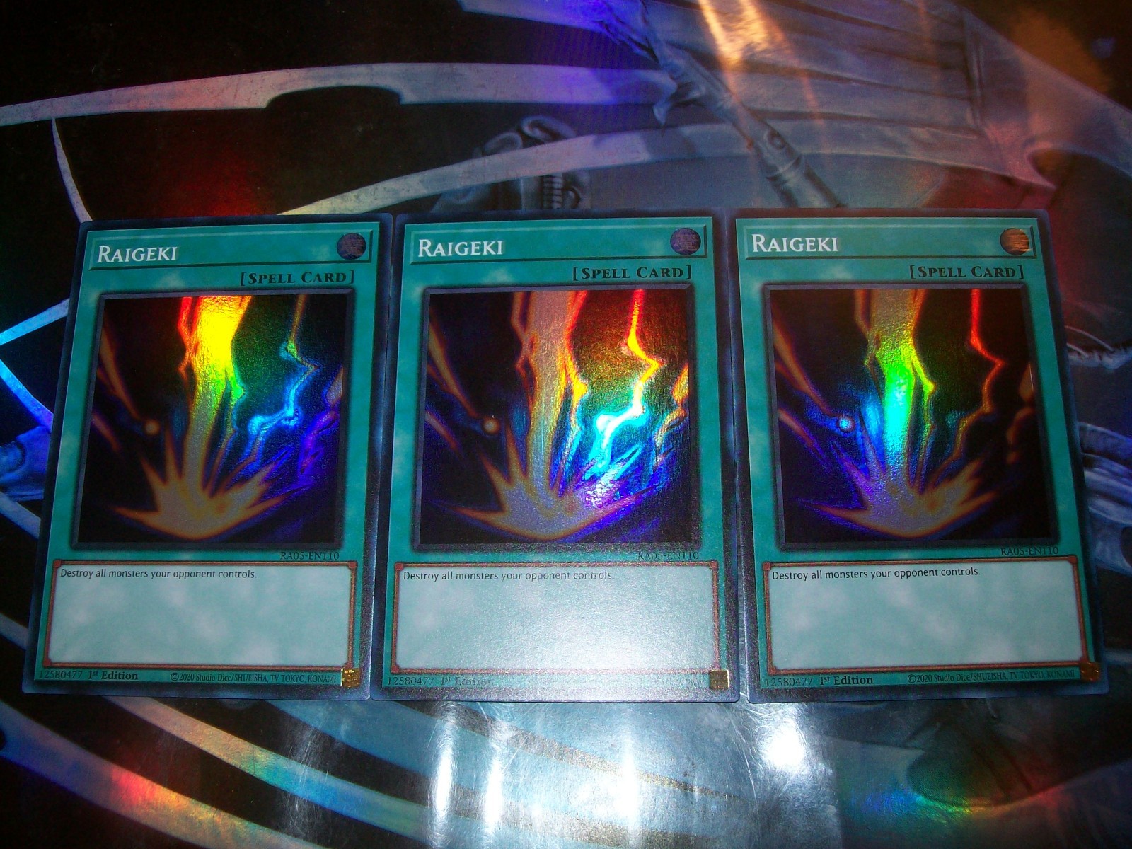 3x Raigeki 1st Edition Super Rare RA05-EN110 Yu-Gi-Oh