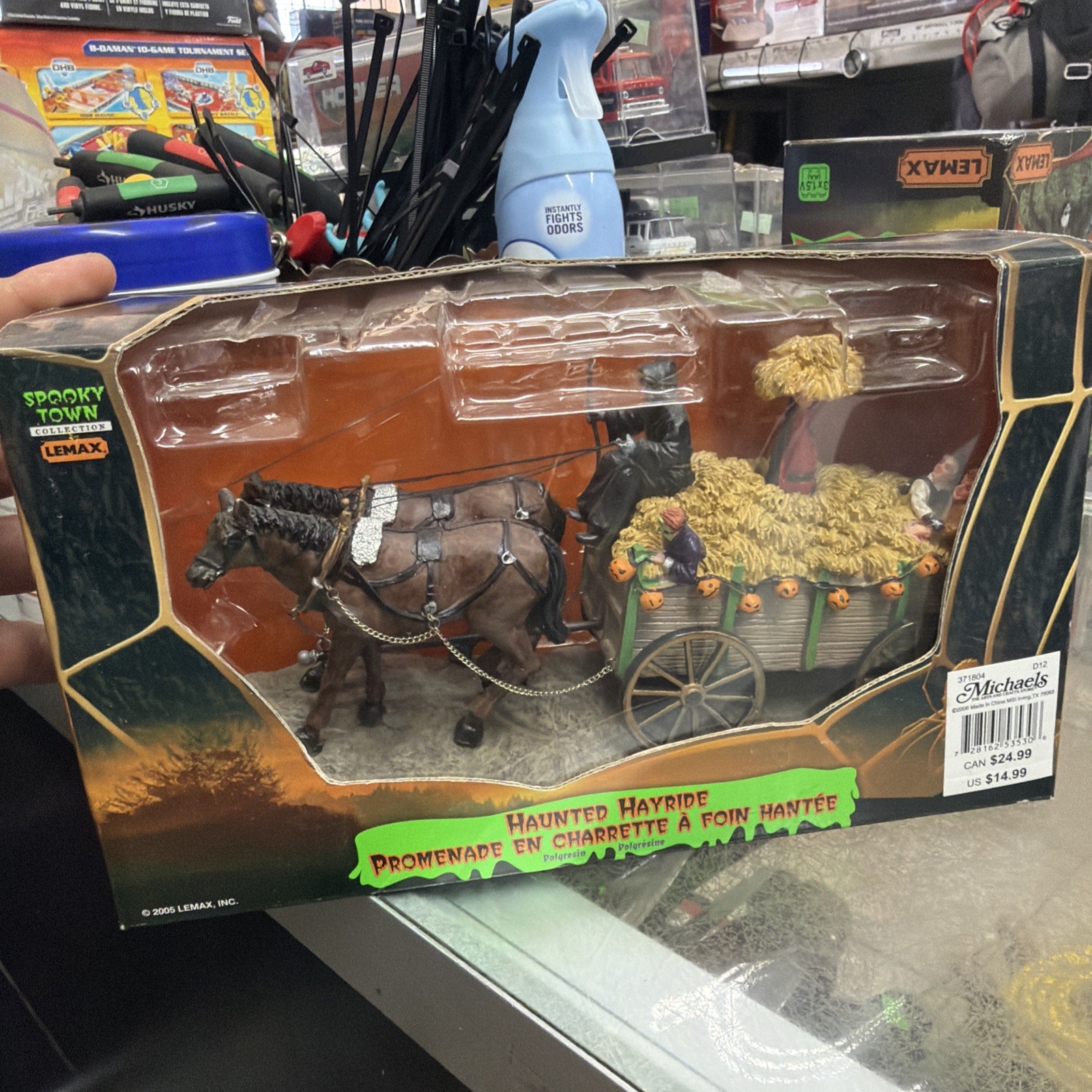 Lemax Spooky Town HAUNTED HAYRIDE Halloween Village 2005 Retired Horses