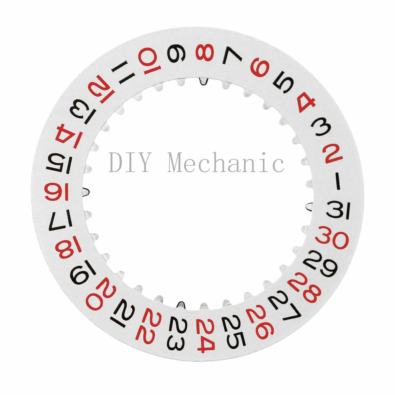 Date Disc For Rolex 3135-3155 Movement White With Red/Black Numbers Date Disc For Rolex 3135-3155 Movement White With Red/Black Numbers