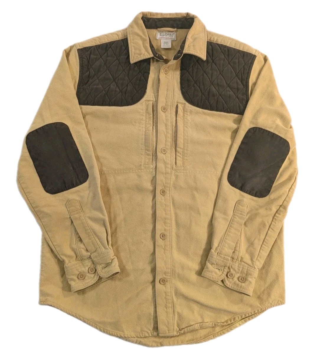 Vtg LL Bean Chamois Shirt Flannel Shooting Shirt Elbow/Shoulder Pads Men\'s Sz M