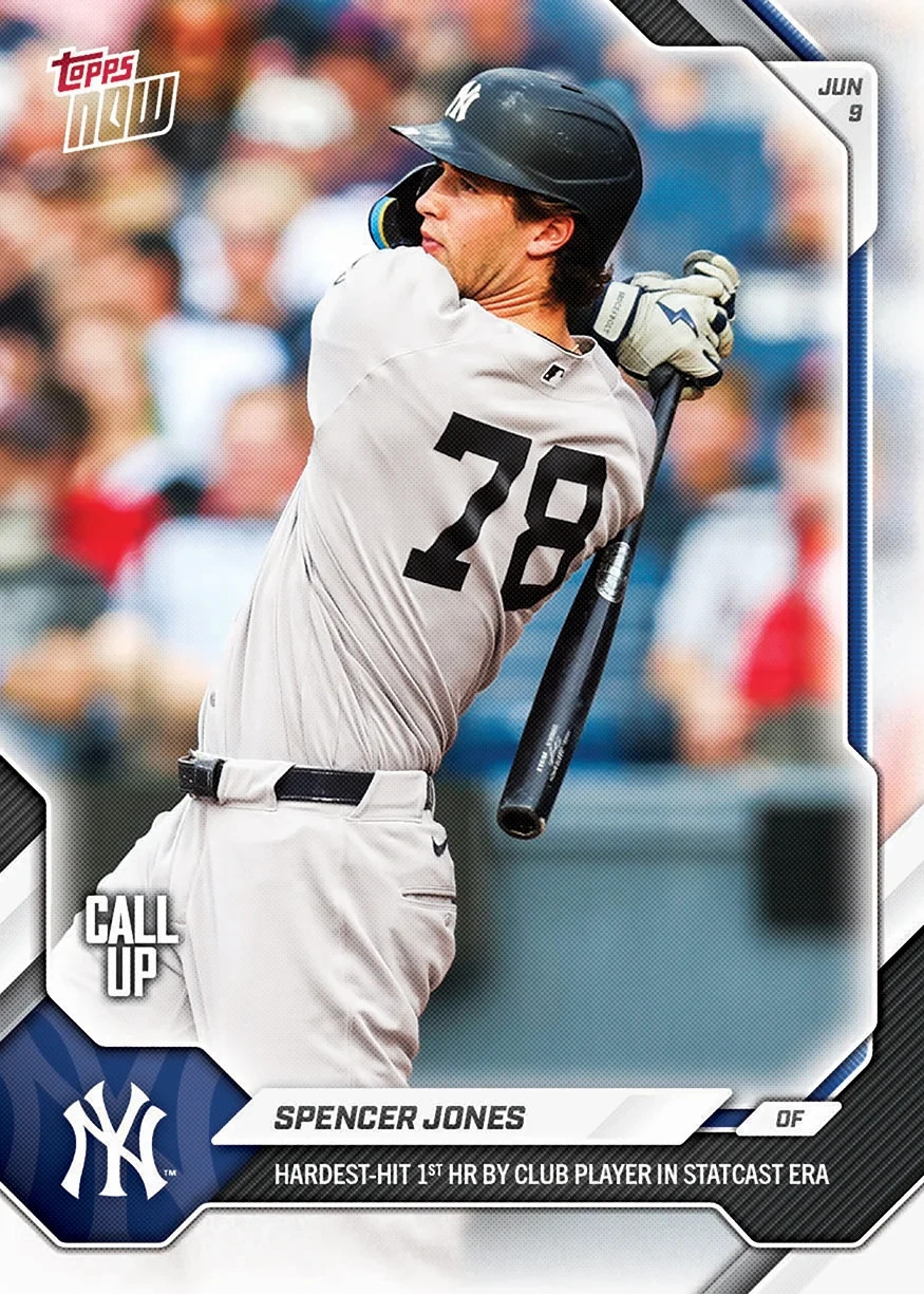 Spencer Jones New York Yankees Rookie 1st Home Run 2026 MLB Topps Now #308 RC Spencer Jones New York Yankees Rookie 1st Home Run 2026 MLB Topps Now #308 RC