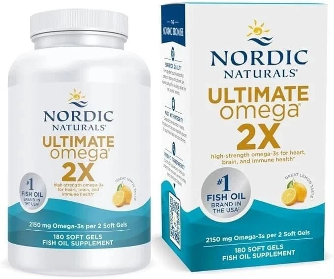 Nordic Naturals Ultimate,Omega 2X -Fish oil-Lemon Flavor-180 Soft Gels-New Nordic Naturals Ultimate,Omega 2X -Fish oil-Lemon Flavor-180 Soft Gels-New