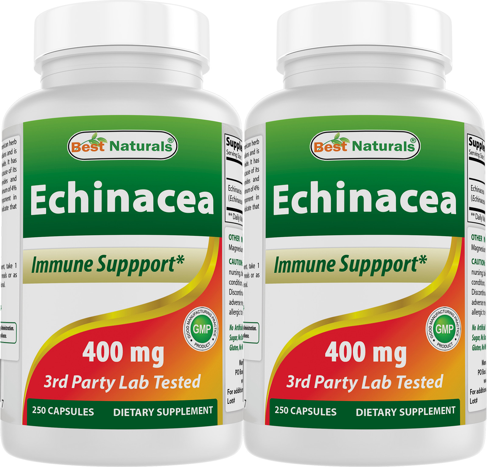 2 Pack Best Naturals Echinacea 400 mg 250 Capsules 