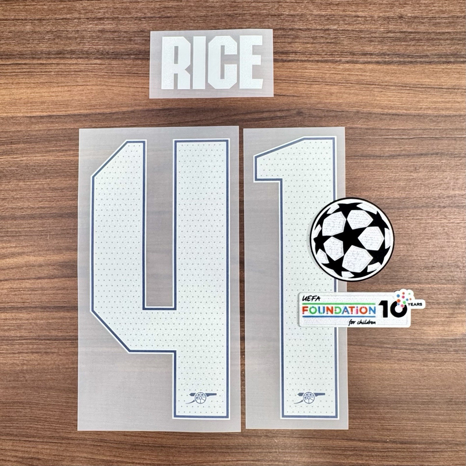 Official Namesets and Full Patch for Arsenal Home 2024-26 Rice41 UCL Version Official Namesets and Full Patch for Arsenal Home 2024-26 Rice41 UCL Version
