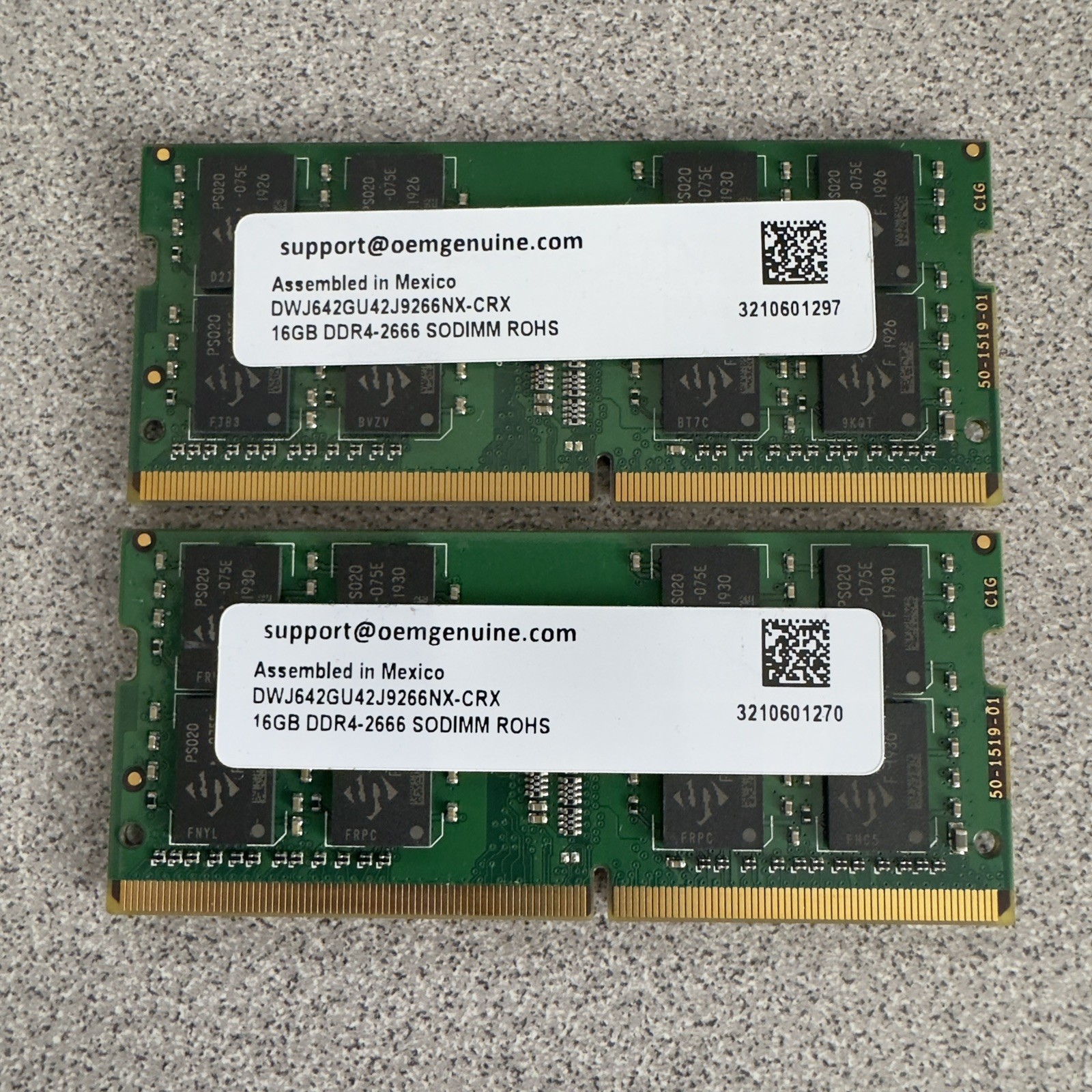 32GB (2x16GB) OEM GENUINE MEMORY DDR4-2666 SODIMM DWJ642GU42J9266NX-CRX