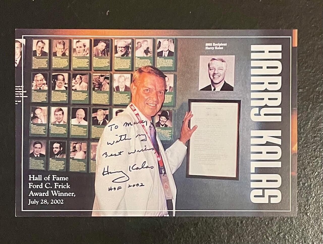 HARRY KALAS AUTHENTIC AUTOGRAPHED 4 X 6 POSTCARD PHILLIES HALL OF FAMER