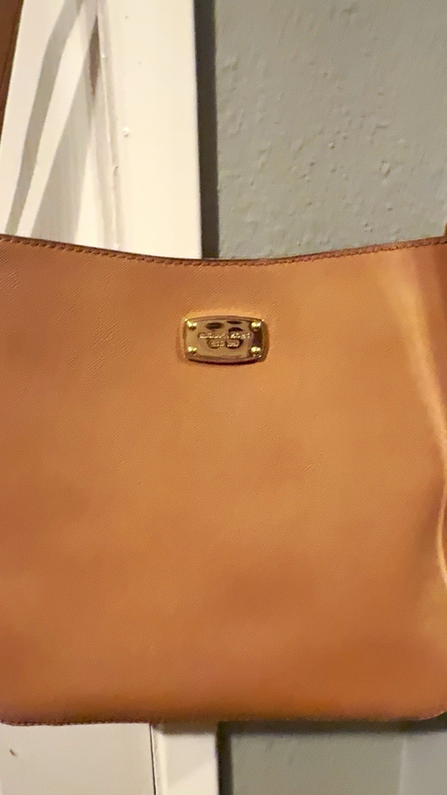 Michael Kors Tan Zip Top Crossbody Bag w/ Charm, Adjustable Strap Pockets