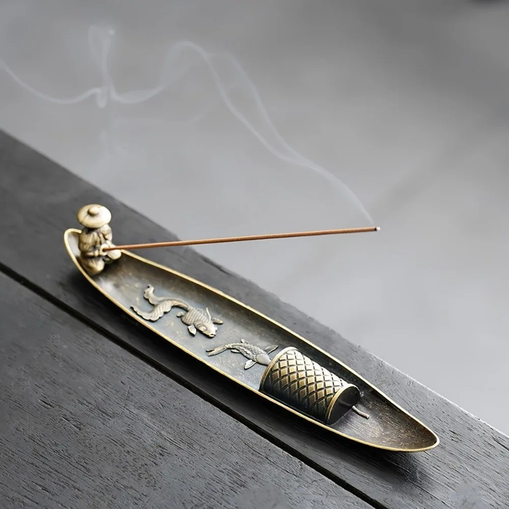 1pcs Creative Japanese Boat Incense Holder Fishing Man Aromatherapy Burner - NEW 1pcs Creative Japanese Boat Incense Holder Fishing Man Aromatherapy Burner - NEW