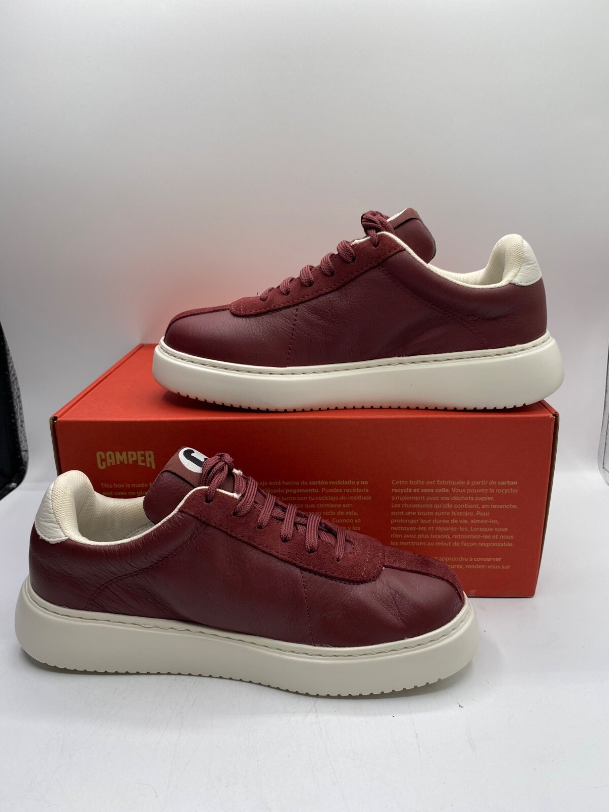 Camper Women\'s Burgundy/White Casual Runner k21 Sneakers Shoes Size 7 NIB